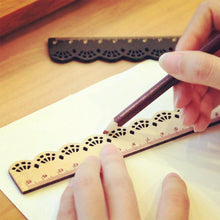 Load image into Gallery viewer, Cute Stationery Lace Brown Wood Ruler
