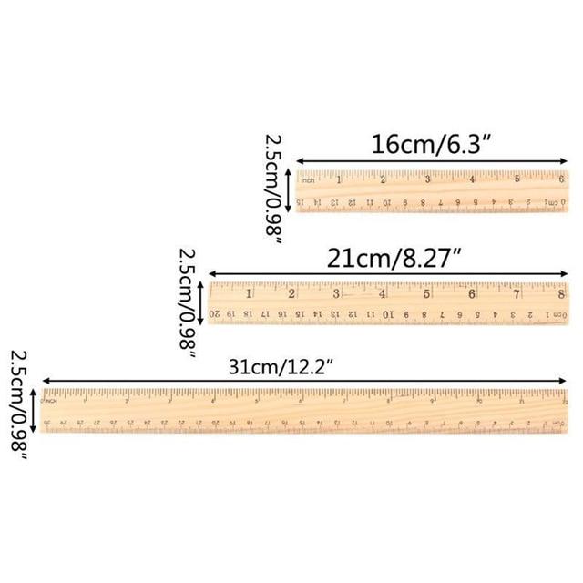 15cm 20cm 30cm Wooden Ruler Double