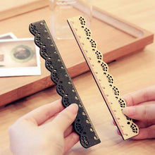 Load image into Gallery viewer, Cute Stationery Lace Brown Wood Ruler
