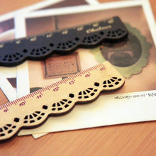 Load image into Gallery viewer, Cute Stationery Lace Brown Wood Ruler
