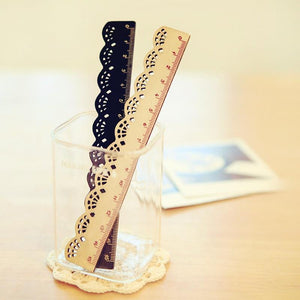 Cute Stationery Lace Brown Wood Ruler