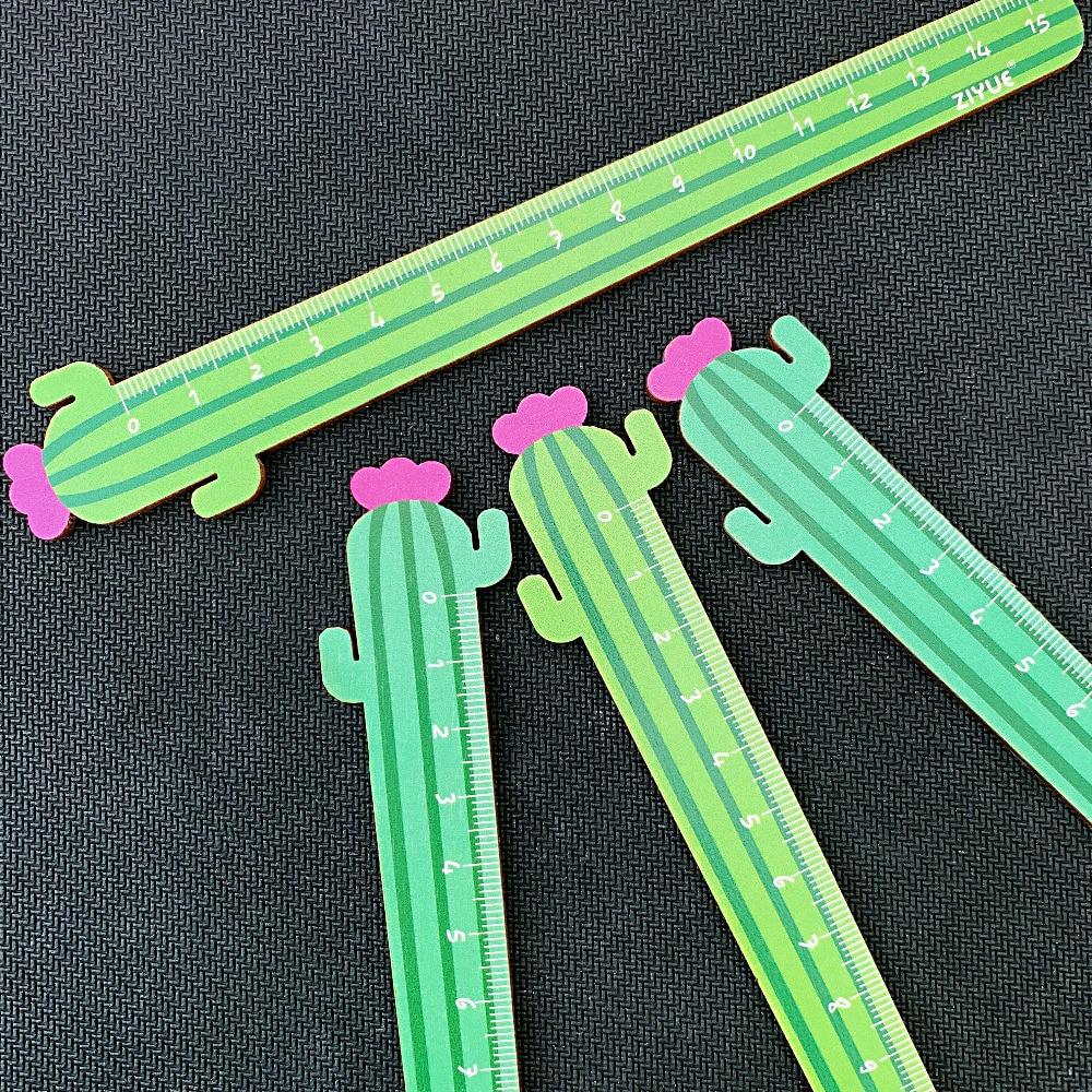 1PC Cactus Love Wooden Straight Ruler